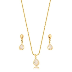 Conjunto Gota Zirconia Cristal
