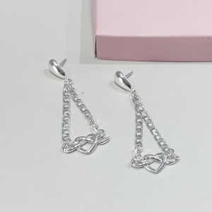 Brinco Coração Trançado Prata