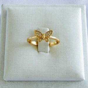 Anel Borboleta Cravejada Ouro
