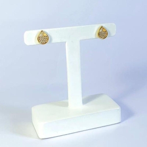Brinco Gota Metade Cravejada Ouro