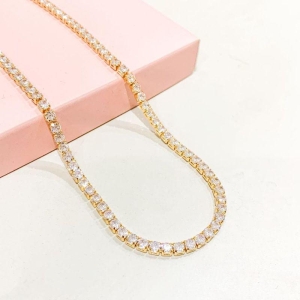 Colar Chocker Riviera Cristal Ouro