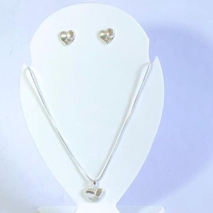Conjunto Coração Trançado Prata
