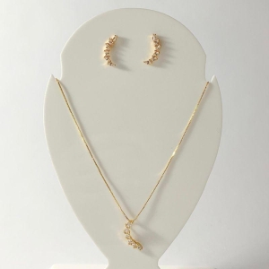Conjunto Virgula Cravejado Ouro