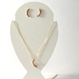 Conjunto Virgula Cravejado Ouro