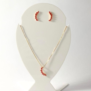 Conjunto Virgula Cravejado Ouro