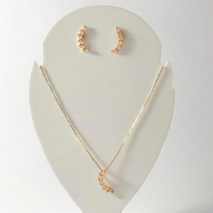 Conjunto Virgula Cravejado Ouro