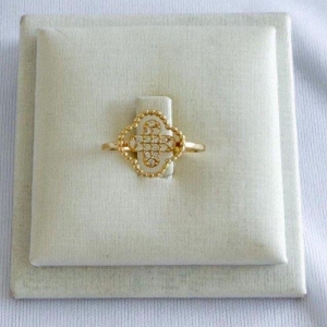 Anel Mandala Trevo Cravejado Ouro