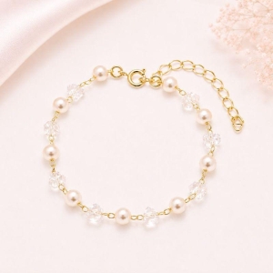 Colar Chocker Cristais e Pérolas