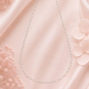 Colar Chocker Elos Ovais Diamantados Prata