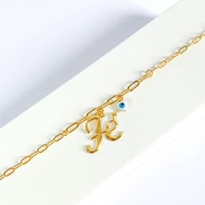 Pulseira Pingente Fé e Olho Grego