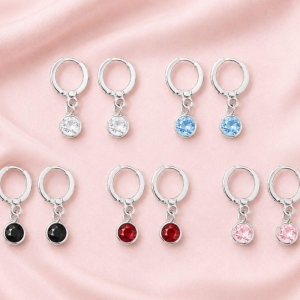 Brinco Argola Zirconia Redonda Colors Prata