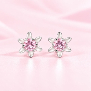 Brinco Flor com Zirconia ao Centro Prata