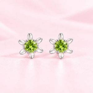 Brinco Flor com Zirconia ao Centro Prata