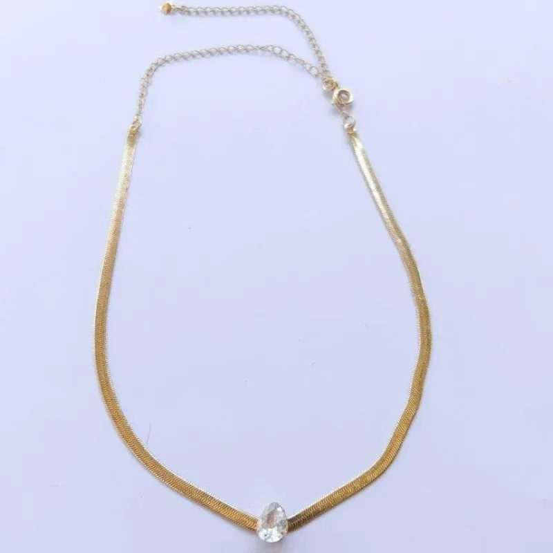 Colar Chocker Fita e Gota Zirconia