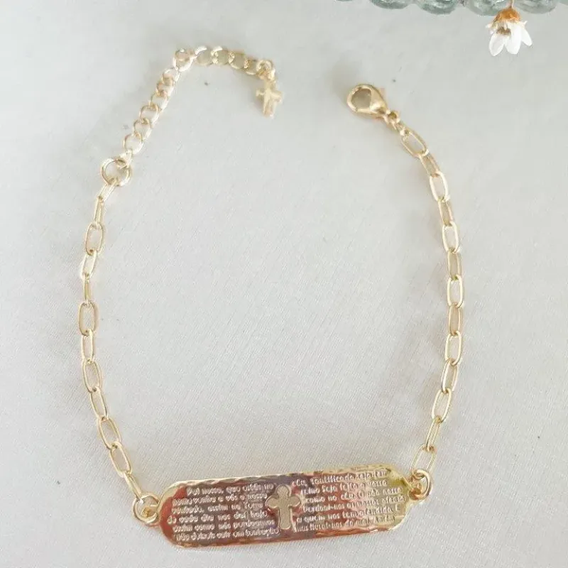 Pulseira Chapa Oração Pai Nosso