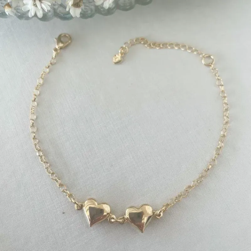 Pulseira Dois Corações Cheios