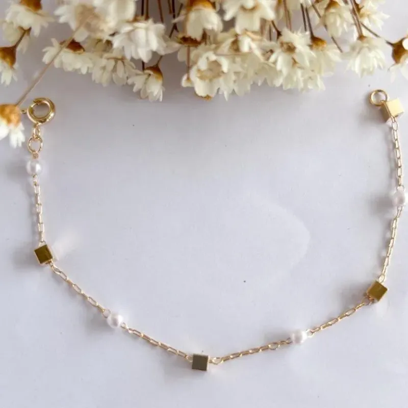 Pulseira Infantil Bloco e Perolas
