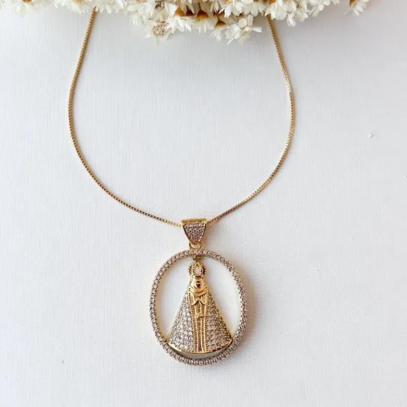 Colar Nossa Senhora e Perola Shel
