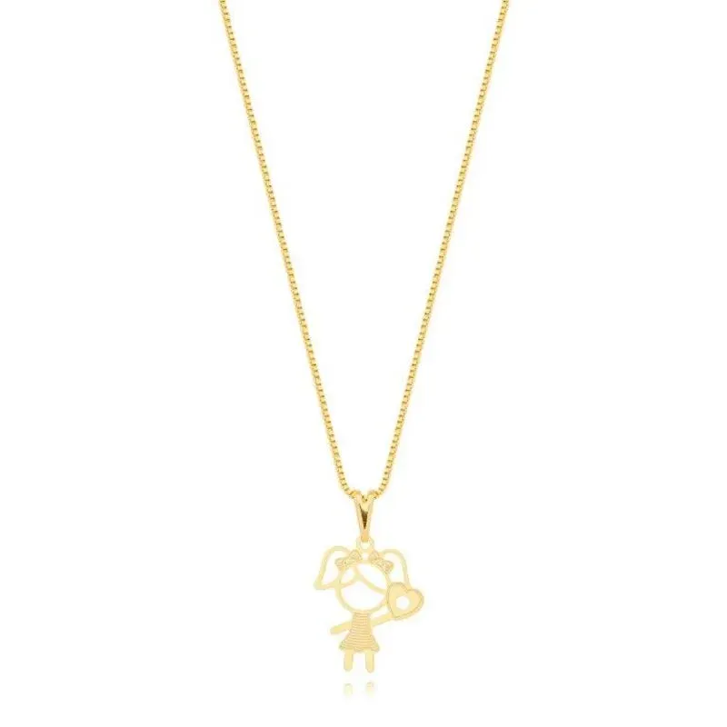 Colar Filha Unico com Coração Zirconia Ouro