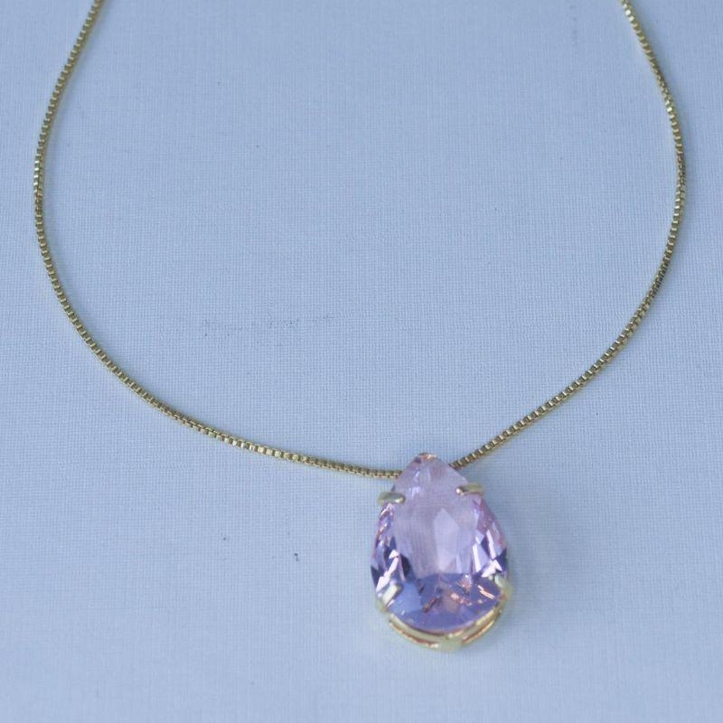 Colar Gota Zirconia Colorida Grande