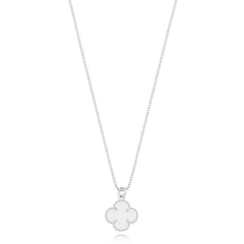 Colar  Trevo Branco Prata