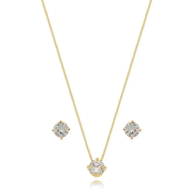 Conjunto Ponto de Luz 8mm Ouro