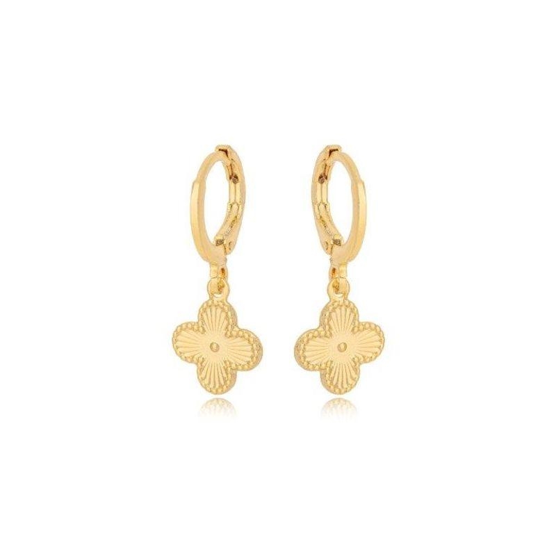 Brinco Argola Trevo Chapa Ouro