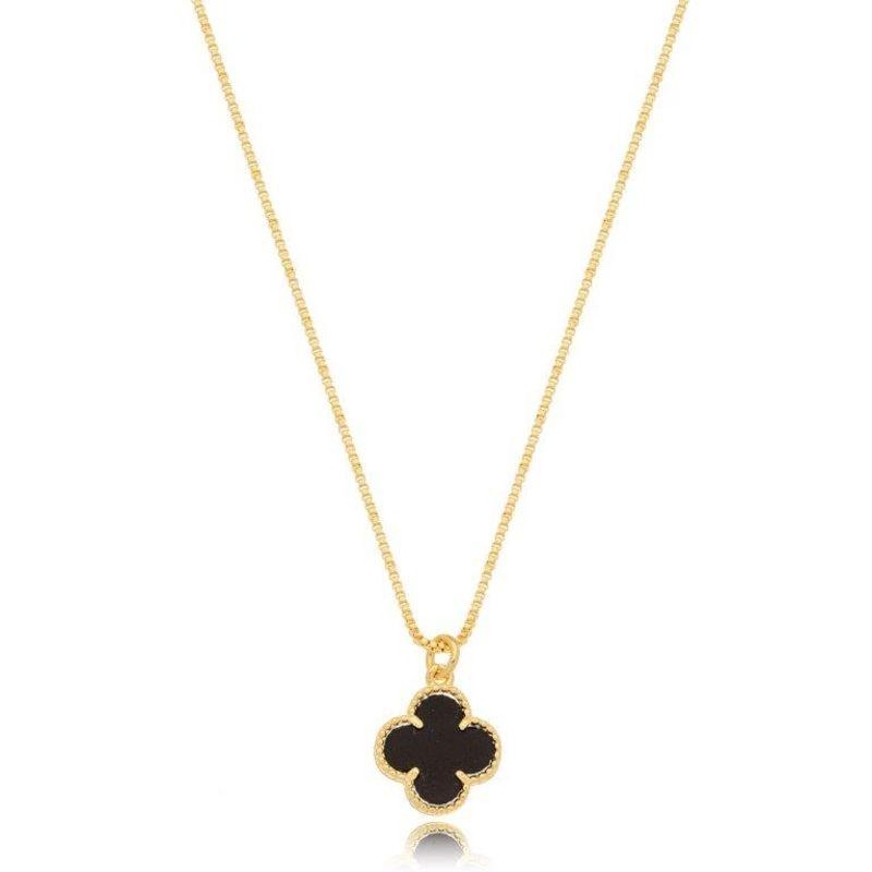 Colar  Trevo Preto Ouro