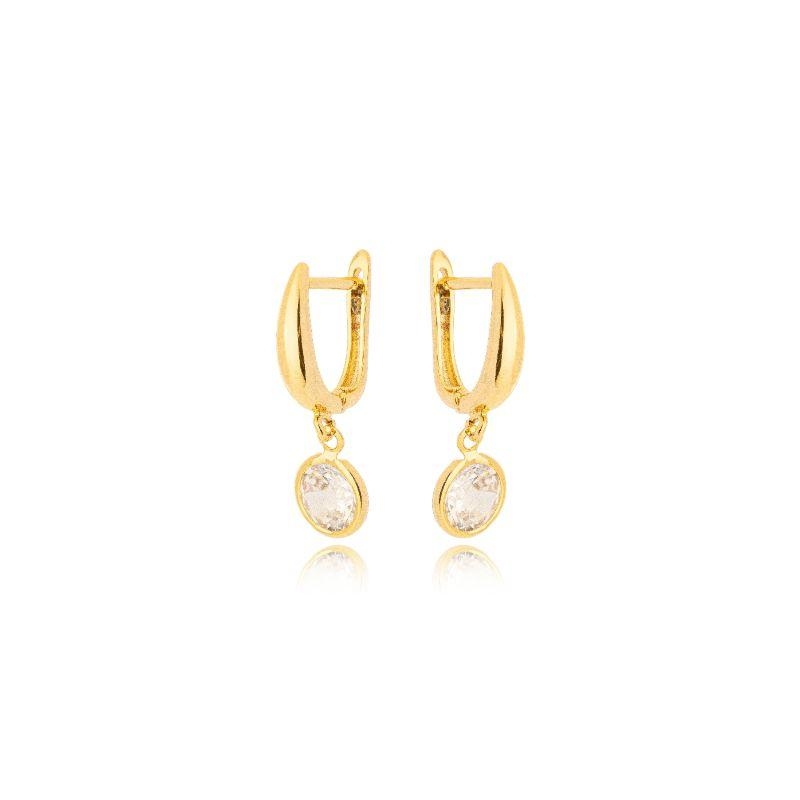 Brinco Argola Zirconia Cravação Inglesa