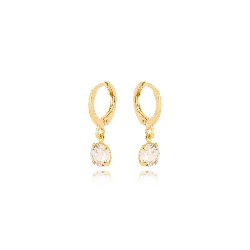 Brinco Argola Zirconia Redonda