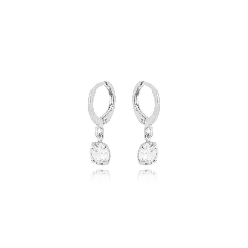 Brinco Argola Zirconia Redonda