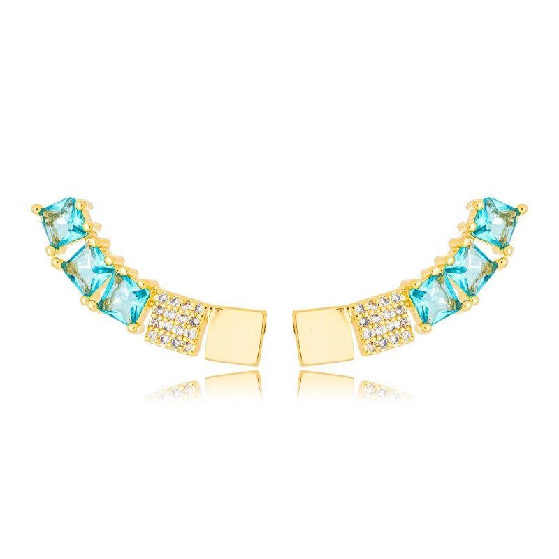 Brinco Ear Cuff Zirconias e Cristais Colors