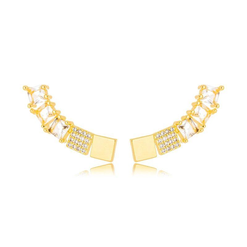 Brinco Ear Cuff Zirconias e Cristais Colors