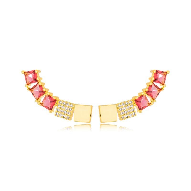 Brinco Ear Cuff Zirconias e Cristais Colors