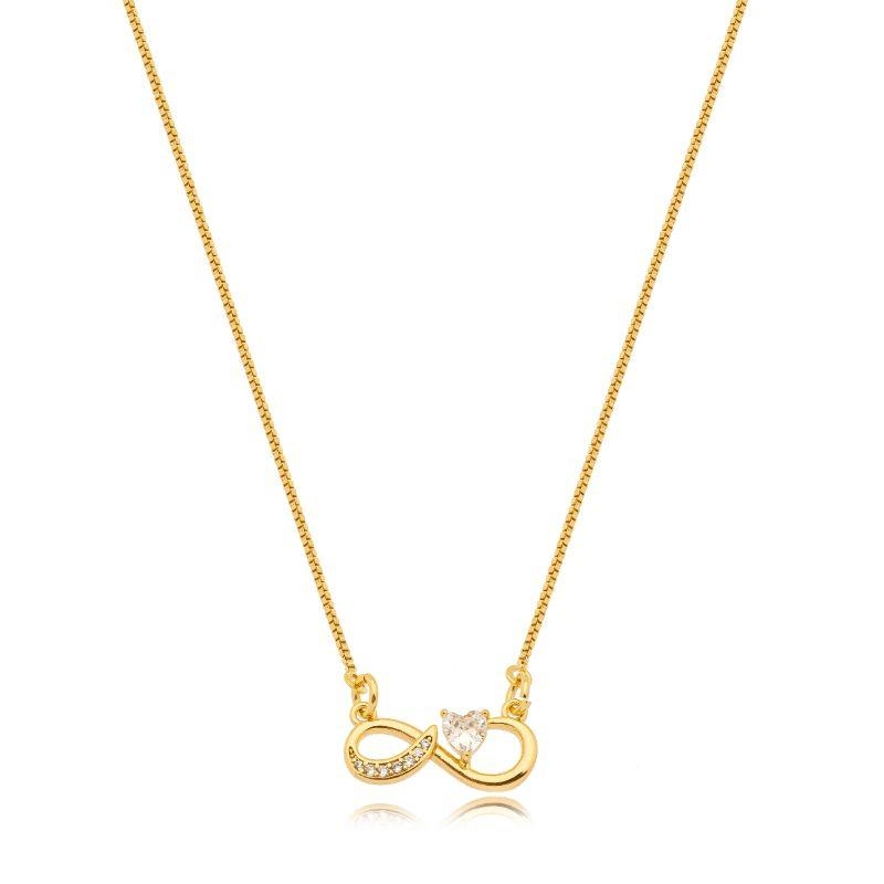 Colar Infinito com Zirconia Coração
