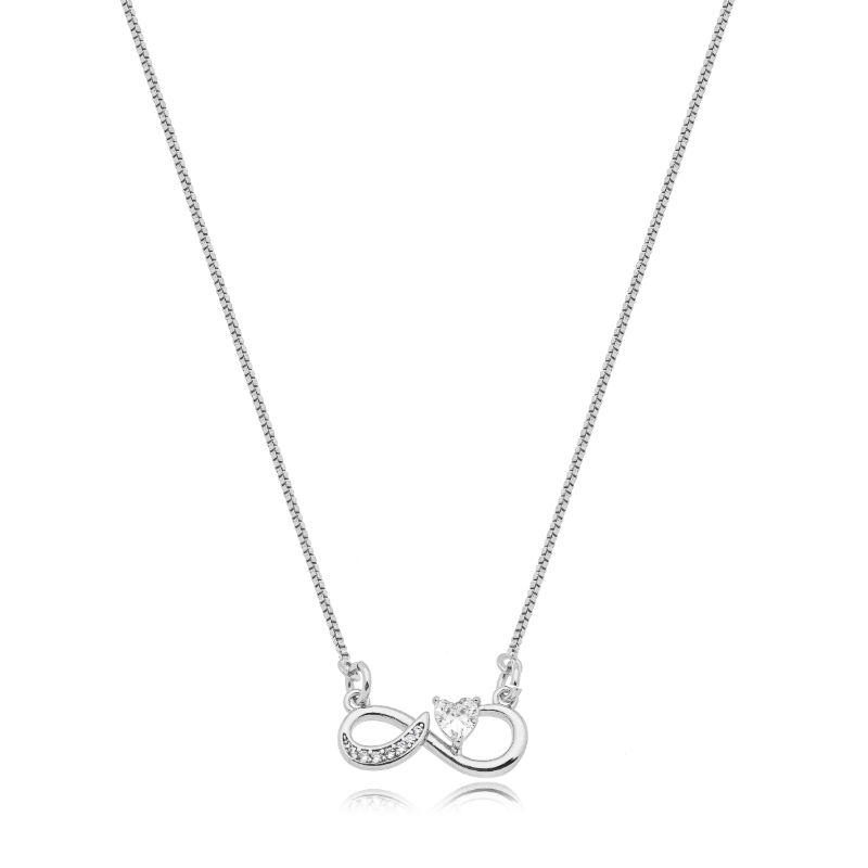 Colar Infinito com Zirconia Coração