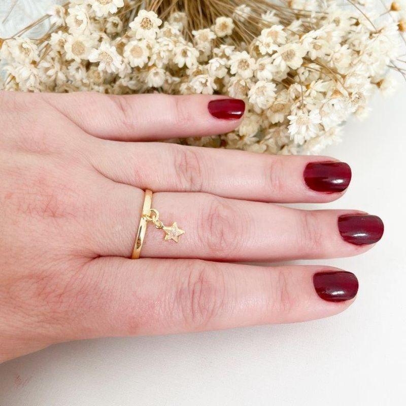 Anel Pingente Estrela Cristal