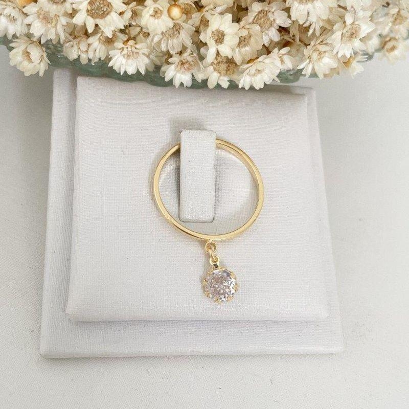 Anel Pingente Flor de Zirconia