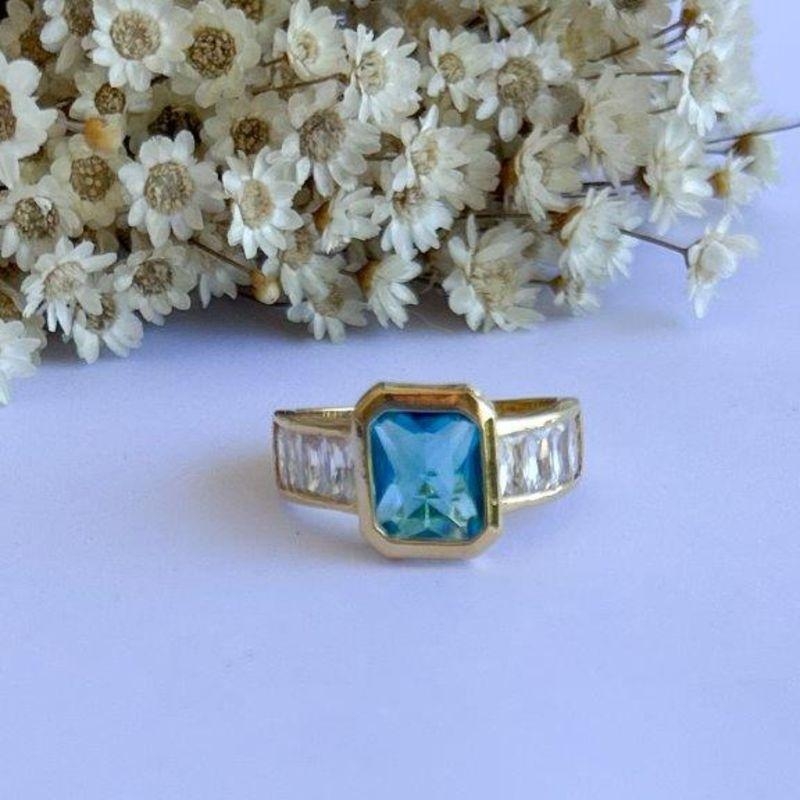 Anel Unissex Pedra Quadrada