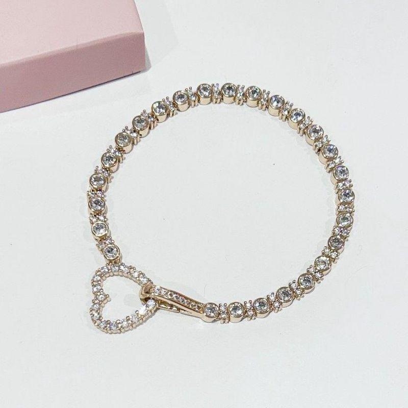 Pulseira Luxo Zirconias e Coração Cravejado Ouro