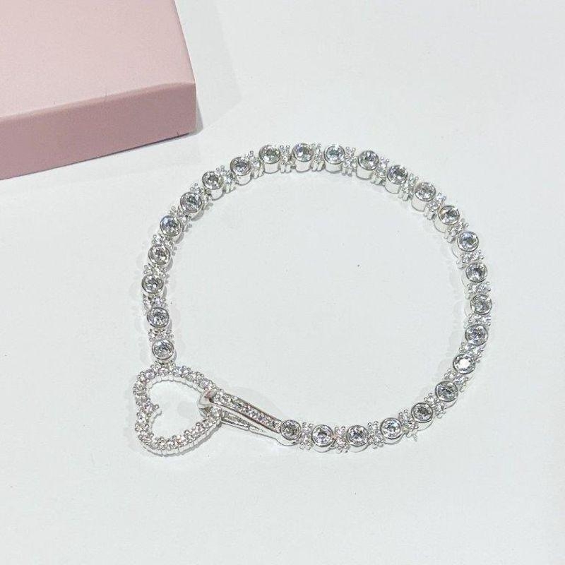 Pulseira Luxo Zirconias e Coração Cravejado Prata