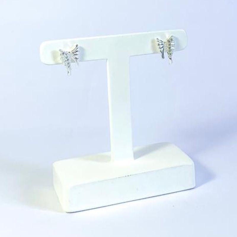 Brinco Borboleta Lisa e Cravejada Prata