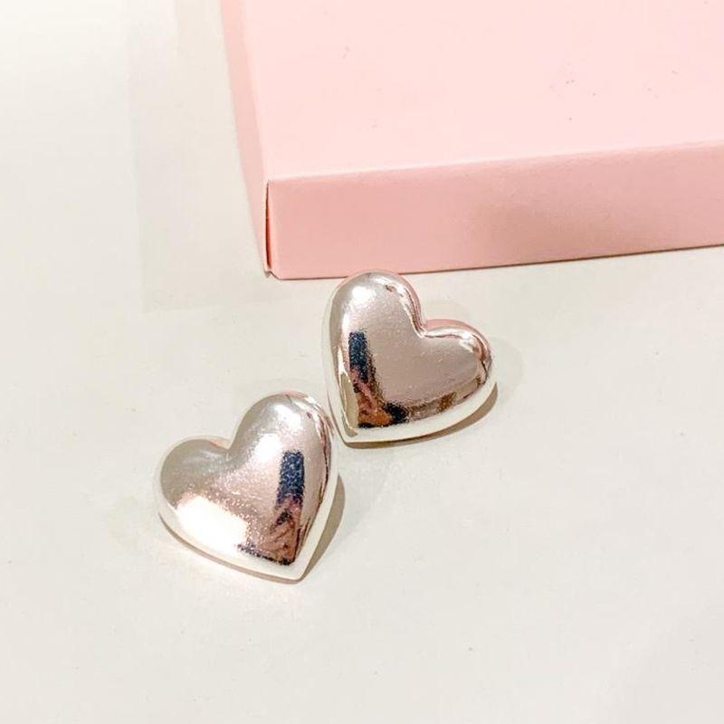 Brinco Chapa Coração Prata