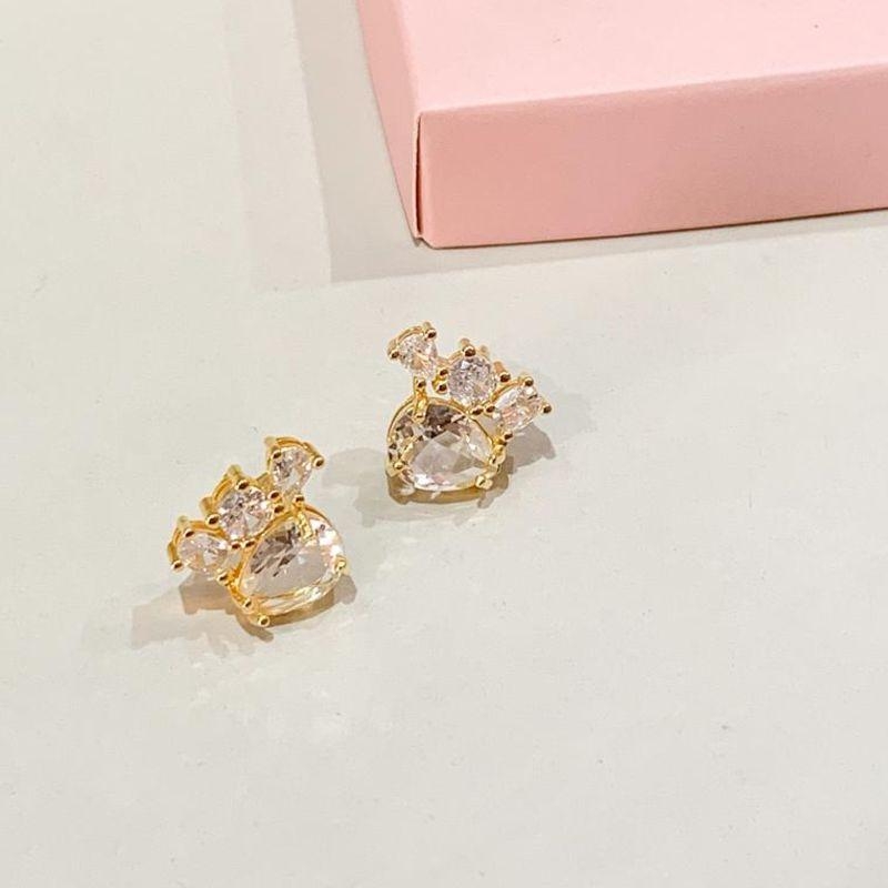 Brinco Gota c/ Tres Zirconias Cristais