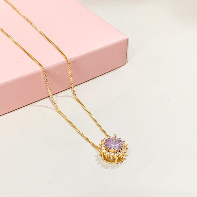 Colar Redondo Cravejado Lilás