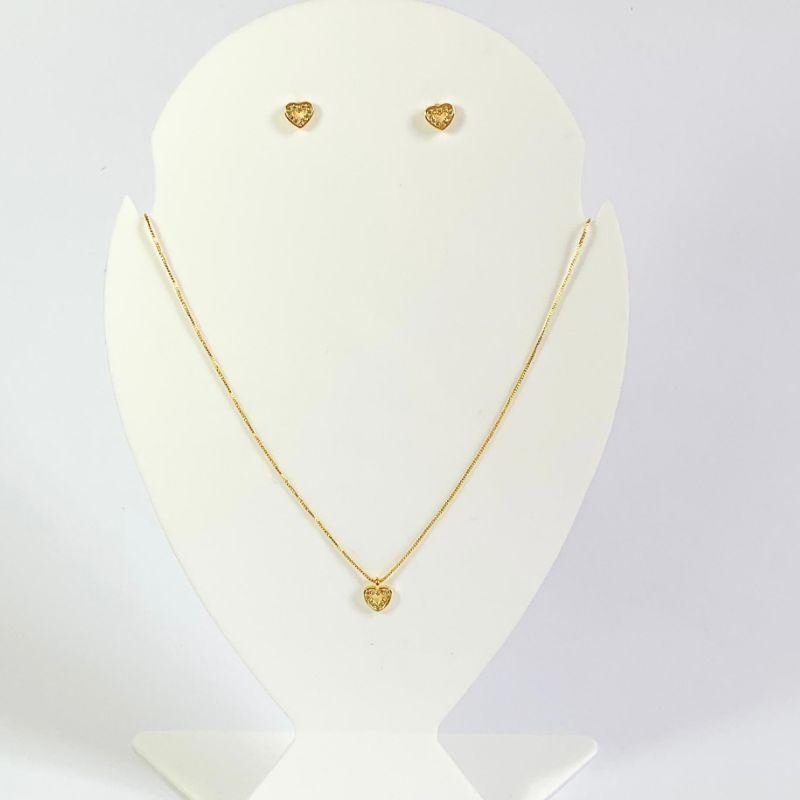 Conjunto Mini Coração Cravejado Cristal