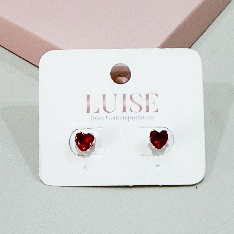 Brinco Coração Vermelho Prata