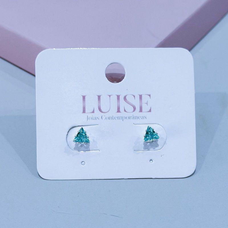 Brinco Triângulo Verde Prata