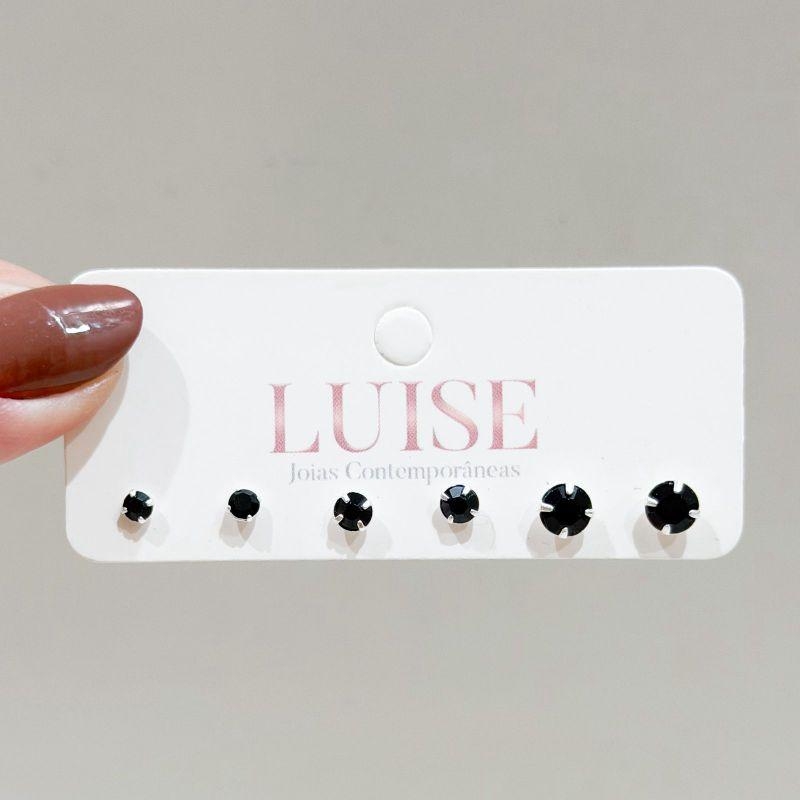 Brinco Trio Negro Prata