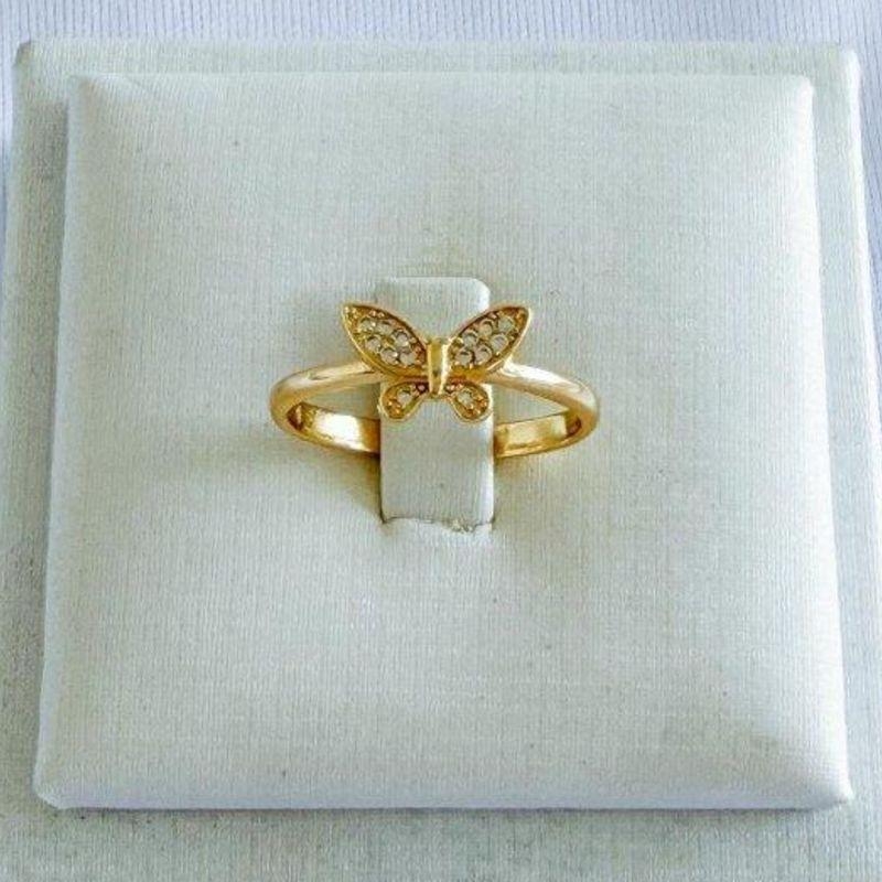 Anel Borboleta Cravejada Ouro
